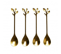 Sada 4 lyžičiek Gold Leaf