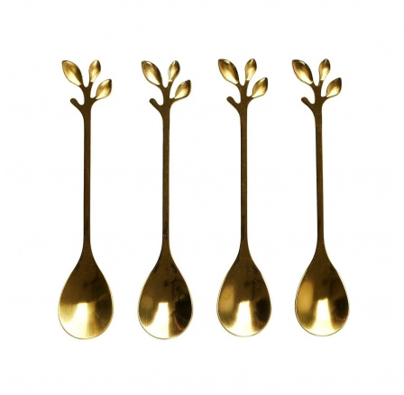 Sada 4 lyžičiek Gold Leaf