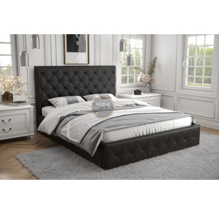 Posteľ ROMA - 200x200, Drevená, čierna eko koža