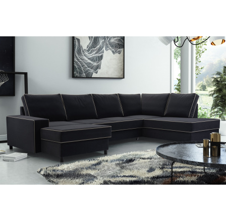 Rohová sedacia súprava v tvare L Olga čierna