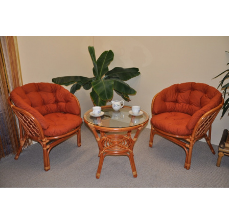 Ratanová sedacia súprava Bahama koňak 2+1, pieskové vankúše MAXI Ratanová sedacia súprava Bahama koňak 2+1, pieskové vankúše MAXI