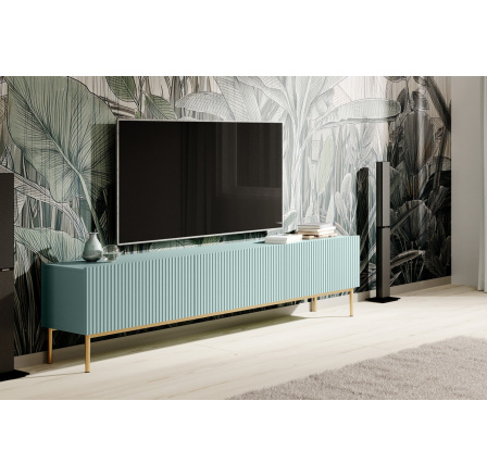 TV skrinka Nicole 200 cm - šalvia MDF / zlaté nohy TV skrinka Nicole 200 cm - šalvia MDF / zlaté nohy