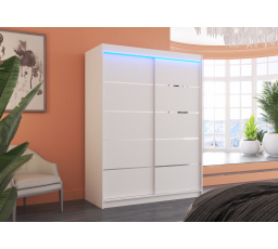 Posuvná skriňa s LED osvetlením LUFT 150 Biela+Biela
