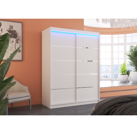 Posuvná skriňa s LED osvetlením LUFT 150 Biela+Biela Posuvná skriňa s LED osvetlením LUFT 150 Biela+Biela