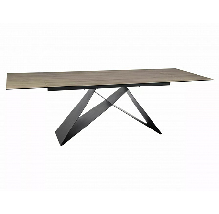 Jedálenský stôl WESTIN CERAMIC, Sabbia svetlo hnedá/Čierny mat