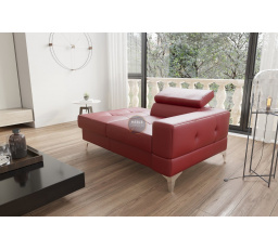 Sofa leňoška TOSCANIA 135 cm prírodná koža - červená koža, ľavá strana