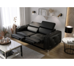 Sofa ORION II, relax 190 cm prírodná koža - čierna koža