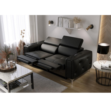 Sofa ORION II, relax 190 cm prírodná koža - čierna koža Sofa ORION II, relax 190 cm prírodná koža - čierna koža