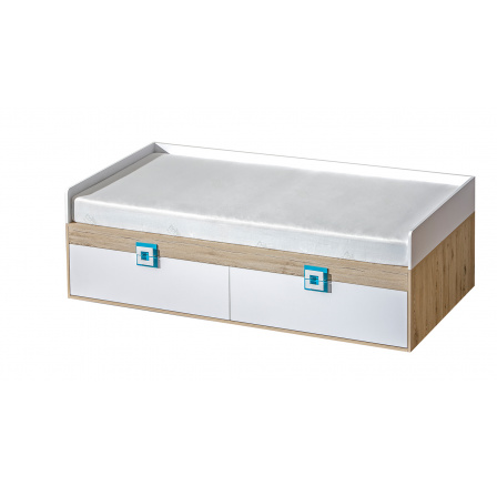 Detská posteľ NICO 14, Svetlý Dub/Biela/Tyrkysová