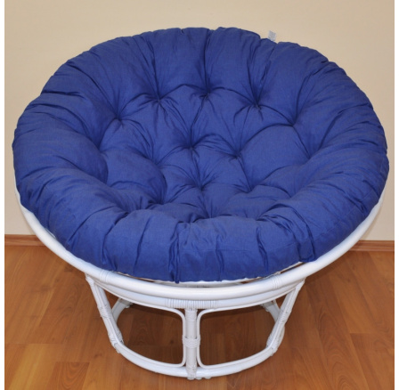 Ratanový papasan 100 cm biely, tmavomodrá vložka Ratanový papasan 100 cm biely, tmavomodrá vložka