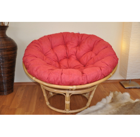 Ratanový papasan 110 cm medový vankúš bordový