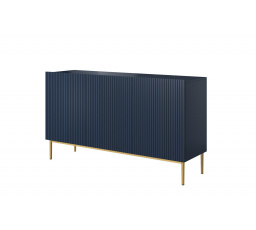 Komoda Nicole, MDF tmavo modrá / zlaté nohy