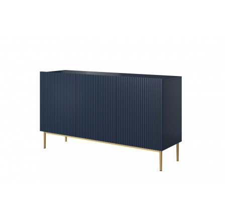 Komoda Nicole, MDF tmavo modrá / zlaté nohy