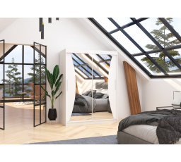 Posuvná skriňa so zrkadlom MAX 150 Biela+Biela