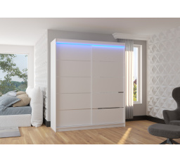 Šatní skriňa s posuvnými dverami a LED osvetlením SPECTRA 180 Biela+Biela