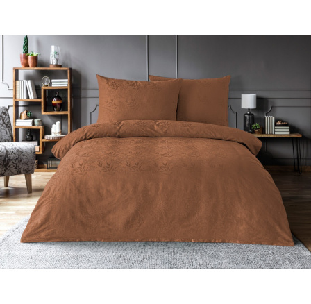 Luxusné žakárové obliečky 220x200, 70x90cm listy hnedé