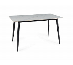 Jedálenský stôl RION 130, efekt bieleho mramoru/Čierny matný