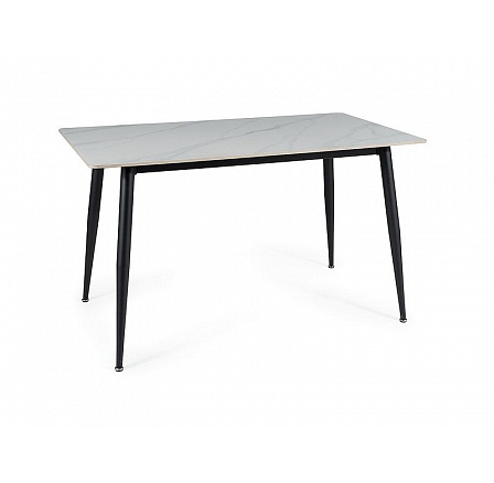 Jedálenský stôl RION 130, efekt bieleho mramoru/Čierny matný