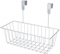 Kovový kôš s 2 háčikmi na dvere sivý