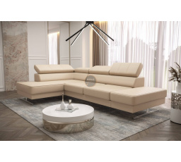 Rohová sedacia súprava EMPORIO MINI 300x180 prírodná koža - ľavá, Béžová koža