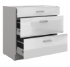 Dolní skřínka BIANCA - 80 D 3S BB, Šedá / Bílý lesk