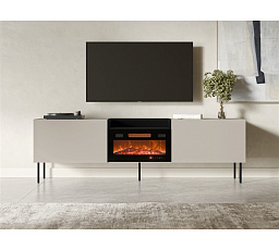 TV komoda KANTON s elektrickým krbom, kašmír / čierna
