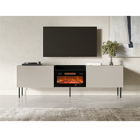 TV komoda KANTON s elektrickým krbom, kašmír / čierna