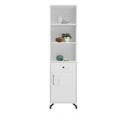 Regál BERGEN - BE5 L/P, biely Lux + biely vysoký lesk