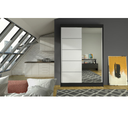 Šatní skriňa LINORA III 120, Čierna/Biela