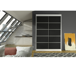 Šatníková skriňa LINORA IV 120, Biela/Čierna