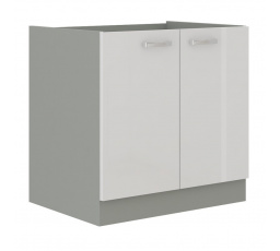 Kuchynská skrinka pod drez BOLZANO 80 ZL 2F BB, Biely lesk/Sivá