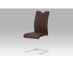 Jedálenská stolička chróm / hnedá látka + hnedá koženka