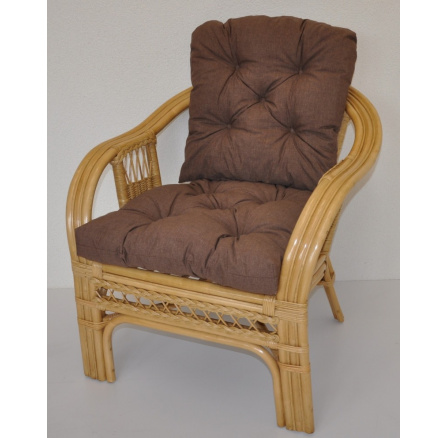 Ratanové kreslo Rio De Janeiro medové - poťah hnedý melír