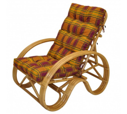 Ratanové kreslo polohovacie medové polster okrová kocka