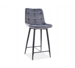 CHIC H-2 Zamatová barová stolička, čierna/sivá Bluvel 14