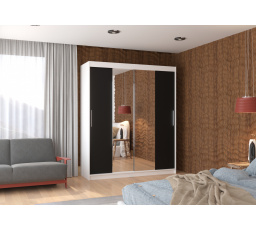 Posuvná skriňa so zrkadlom DALLAS 180 Biela+Čierna