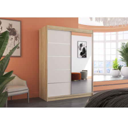 Posuvná skriňa so zrkadlom LIMBO 150 Sonoma+White