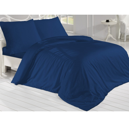 Francúzske obliečky Satén 220x220, 70x90cm Tmavomodrá