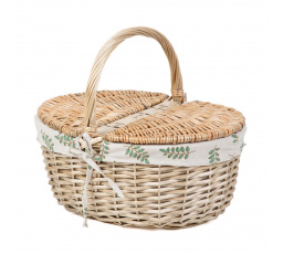 Piknikový kôš LORENZO prírodný v listoch 40x30x18/34 cm 889078