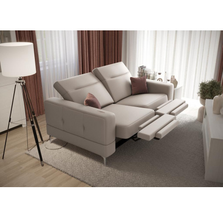 Sofa MALIBU II, relax 180 cm prírodná koža - Sivá koža