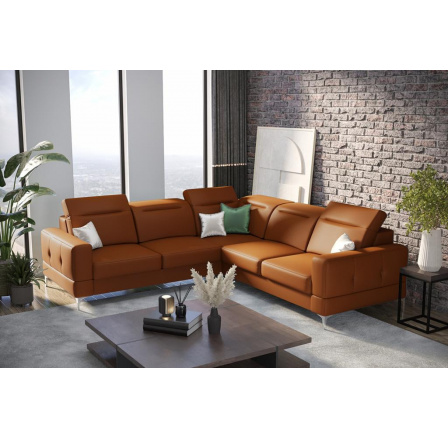 Rohová sedacia súprava MALIBU MAX 250x250 prírodná koža - pravá, Oranžová koža Rohová sedacia súprava MALIBU MAX 250x250 prírodná koža - pravá, Oranžová koža