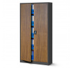 Sada 4x Kovová skriňa s policami JAN H Eco Design, 900 x 1950 x 400 mm, Antracitová/orech
