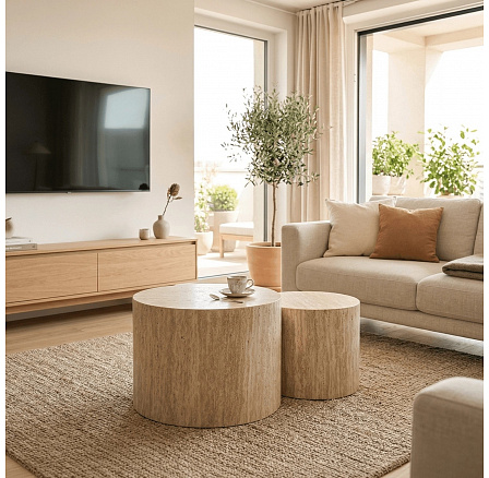 Sada stolíkov LEILA Travertín