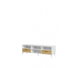 BALI 25 - TV stolík - 2S, laminovaný biely mat/americký orech(Barris 25=1balík) (SZ) (K150-E)NOVINKA