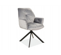 Jedálenská stolička BOOGIE II Velvet, sivá Bluvel 14/čierna matná