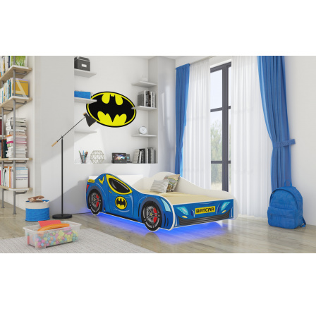Posteľ s matracom a LED osvetlením BATCAR 140x70 Modrá