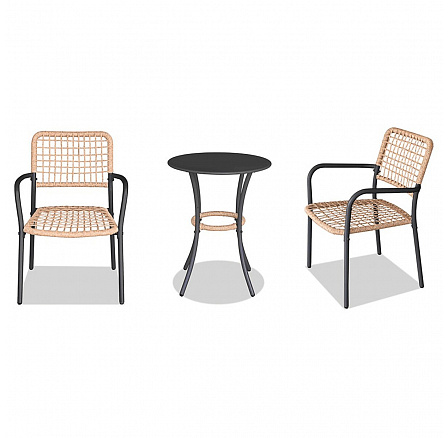 Záhradný set 1+2, stôl 60x60, stoličky umelý ratan farba prírodná, kov antracit Záhradný set 1+2, stôl 60x60, stoličky umelý ratan farba prírodná, kov antracit