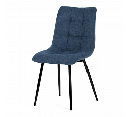 Jedálenská stolička, modrá látka, čierne kovové nohy
