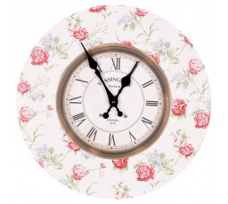 Hodiny nástěnné - pr. 34 cm, MDF, květinový motiv