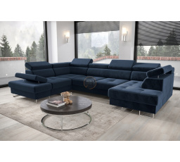 Rohová sedacia súprava GALAXY MAX II s funkciou spania 210x350x165 - modrá, ľavá